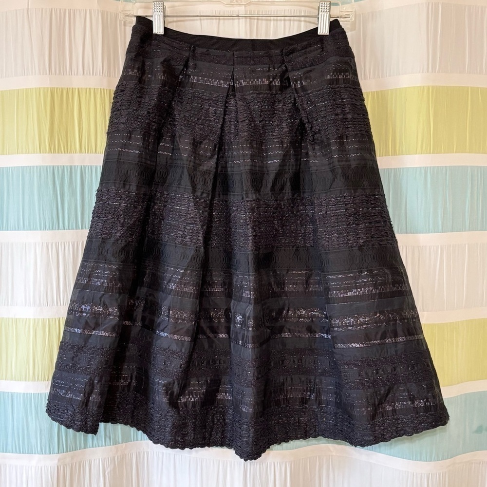 Piazza Sempione Lace Textured Midi Skirt Black Sz 42 - Picture 9 of 9